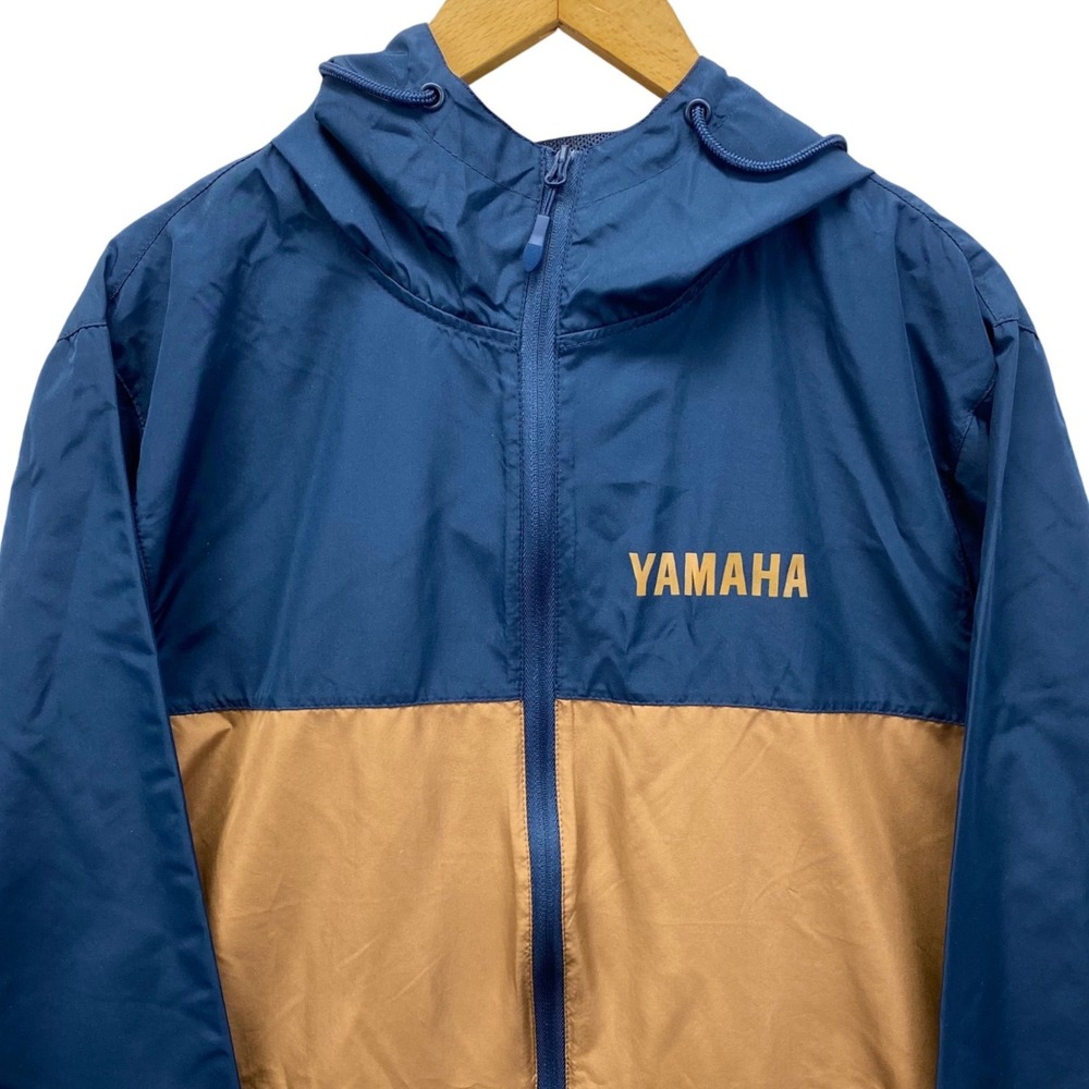 Yamaha Saddle Windbreaker Mens Large Navy Blue Tan Colorblock Jacket Y22S-J519-L